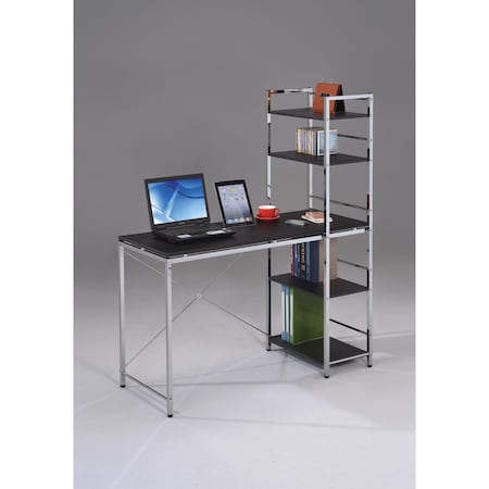 Made-To-Order 54 x 47 x 20 in. Computer Desk with Shelves Black & Chrome MA3110941